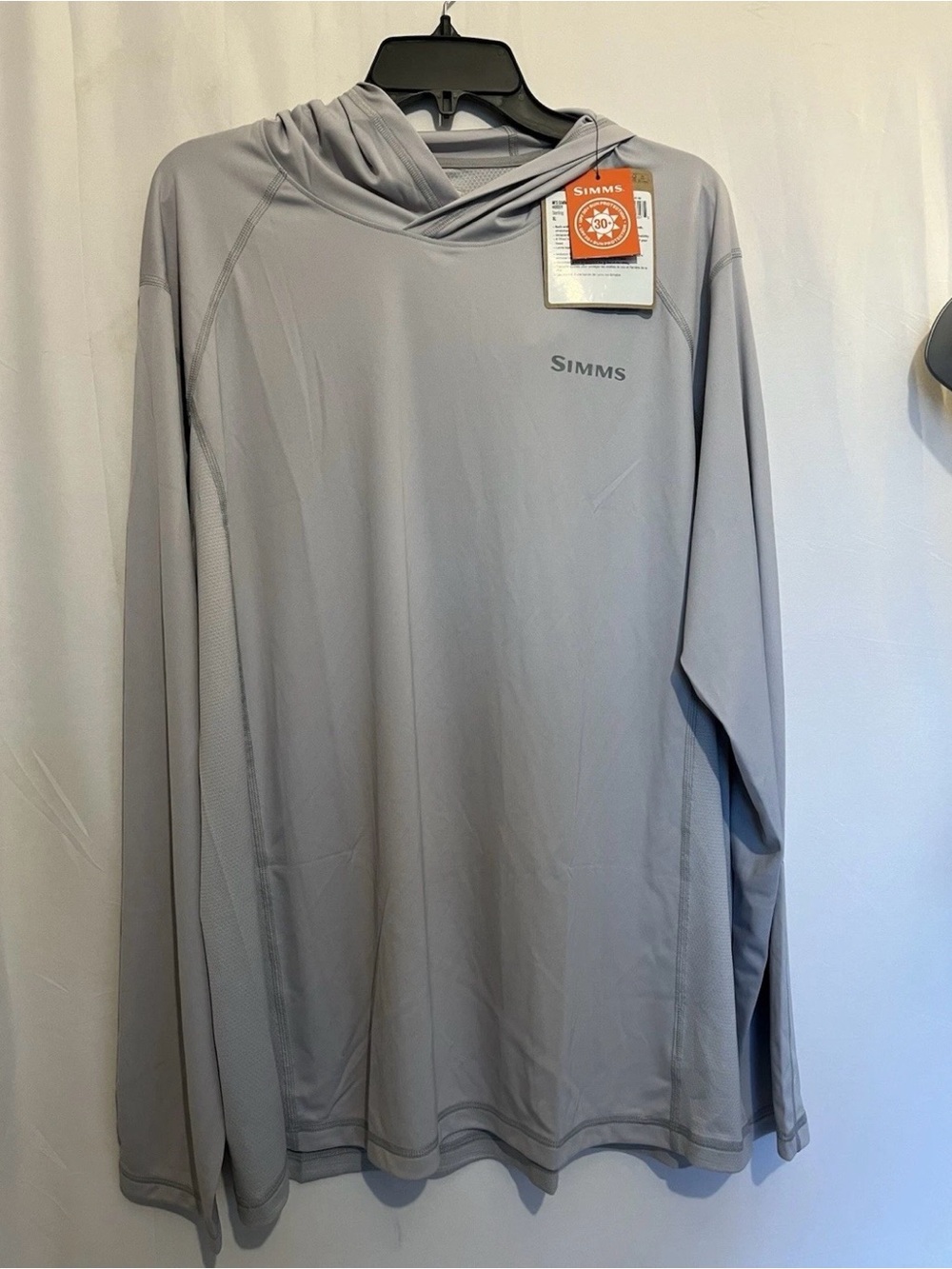 Simms Light Gray Performance Fishing Hoodie - XL